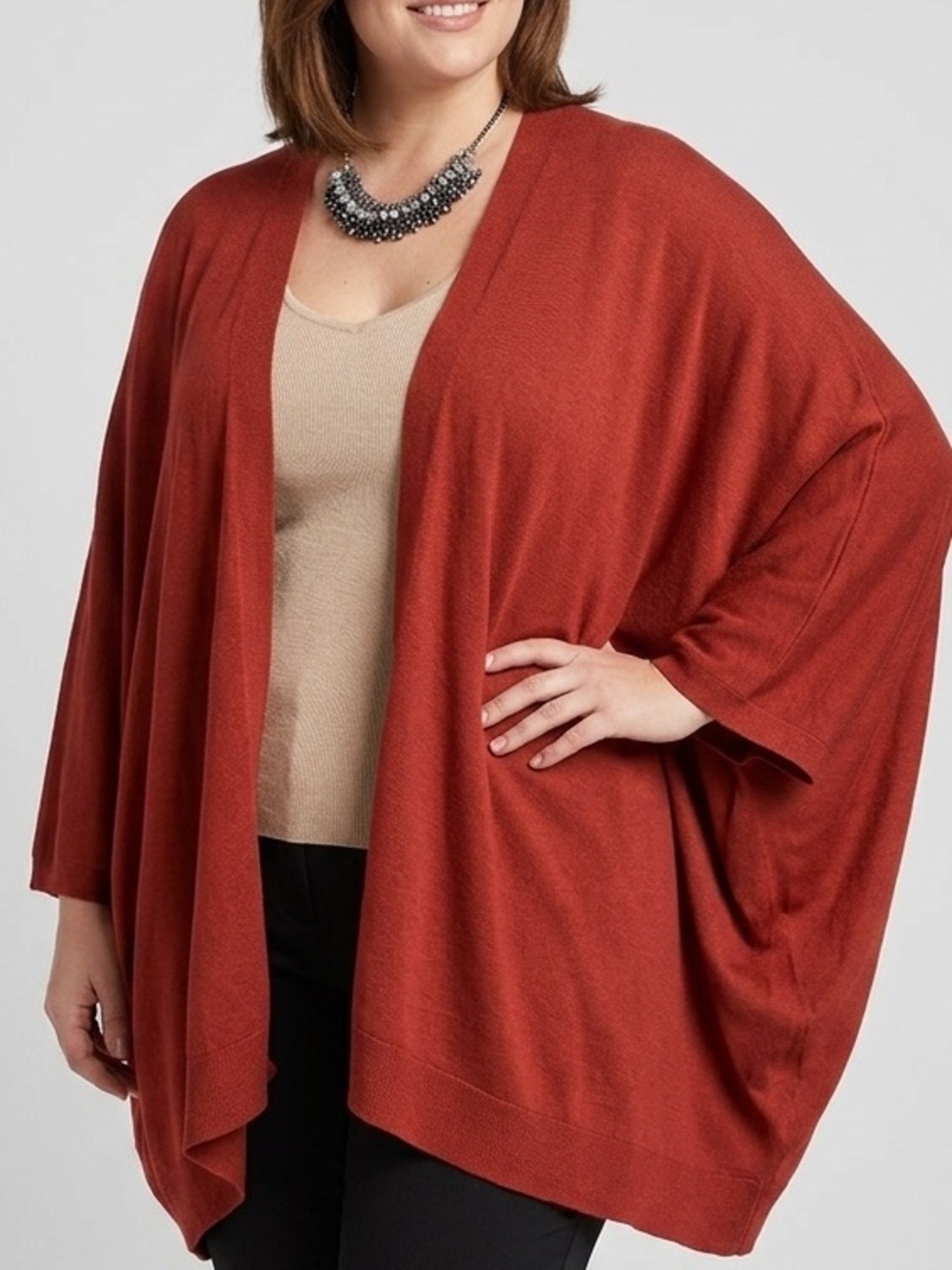 MAURICES Rust Knit Kimono Wrap Fits from XL to 2X